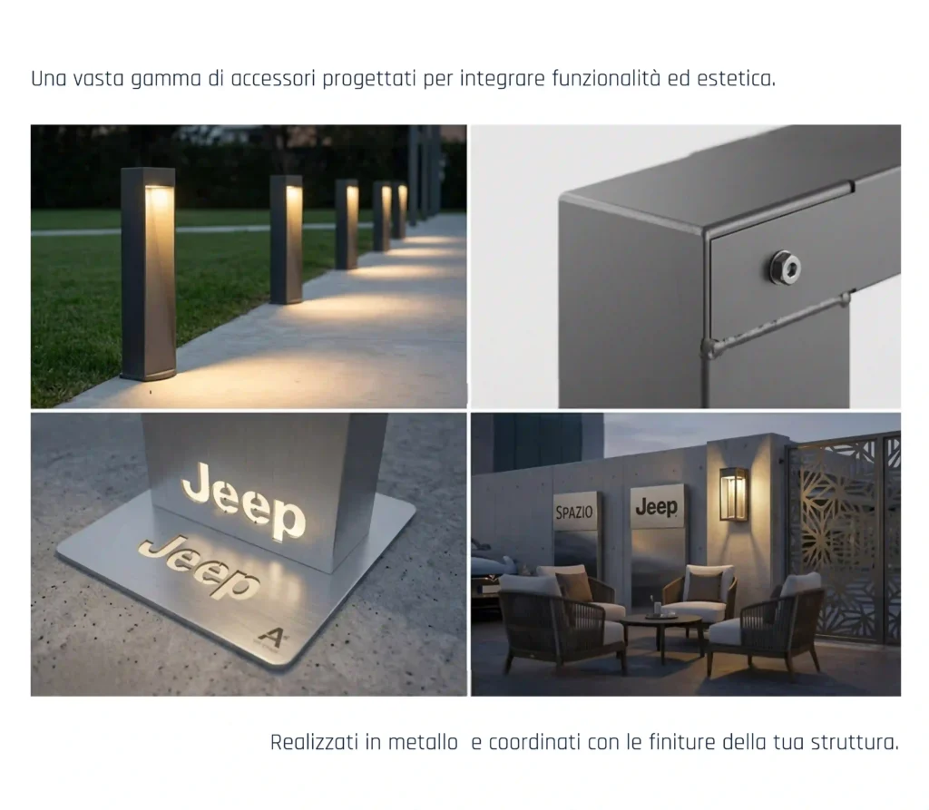 Accessori illuminazione integrata per carport aziendali
