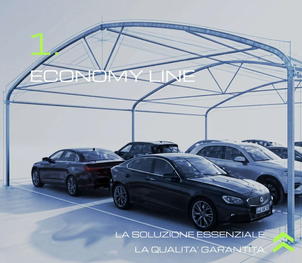 Carport aziendale linea Economy in acciaio zincato per parcheggio auto