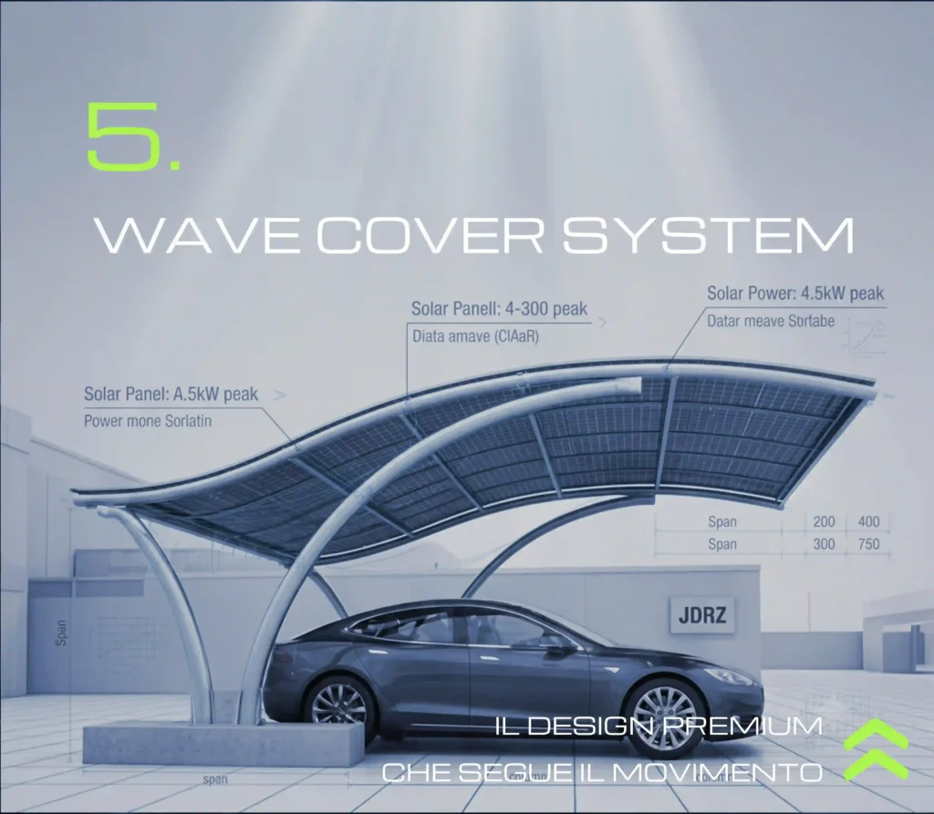 Carport fotovoltaico Wave Cover System per aziende