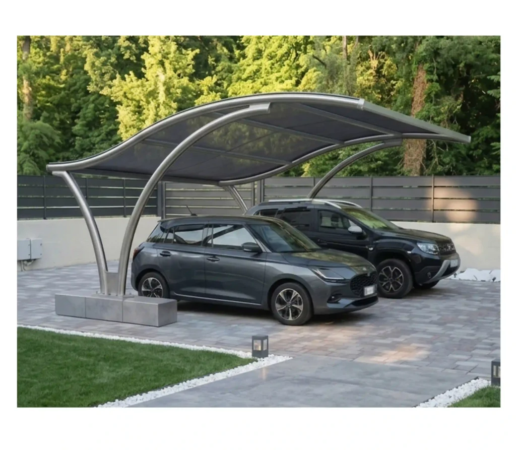 Vista aerea carport Wave Cover parcheggio aziendale
